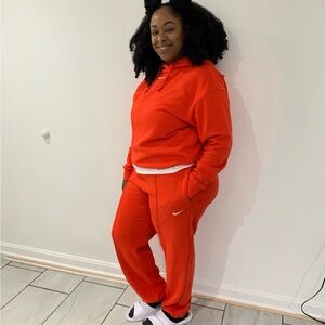 Nike Women's Orange  Track Pants & Hoodie Set- very oversized-